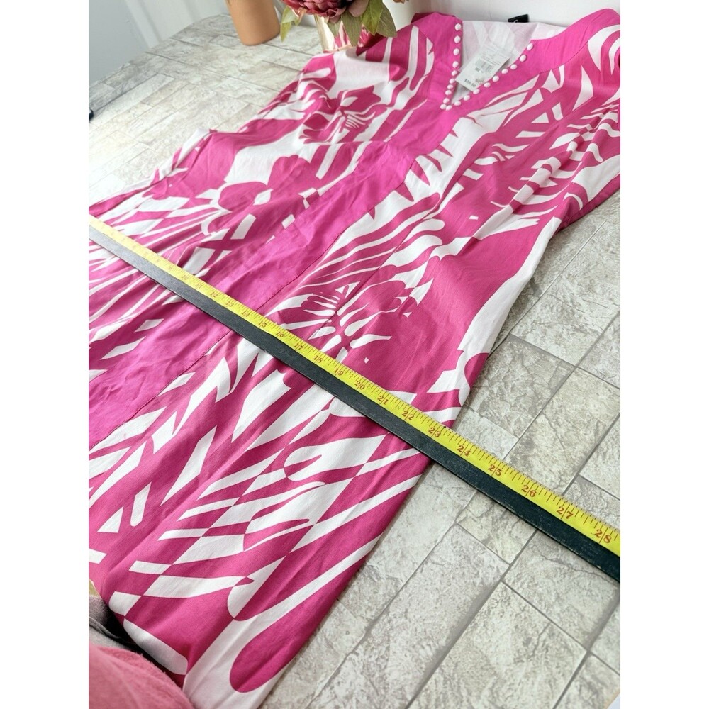 NWT Ashley Stewart Floral Print Midi Dress Size 16 Pink V Neck Sleeveless - Picture 9 of 11